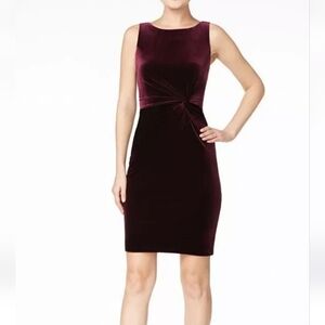 Calvin Klein Velvet Midi Dress - Deep Burgundy